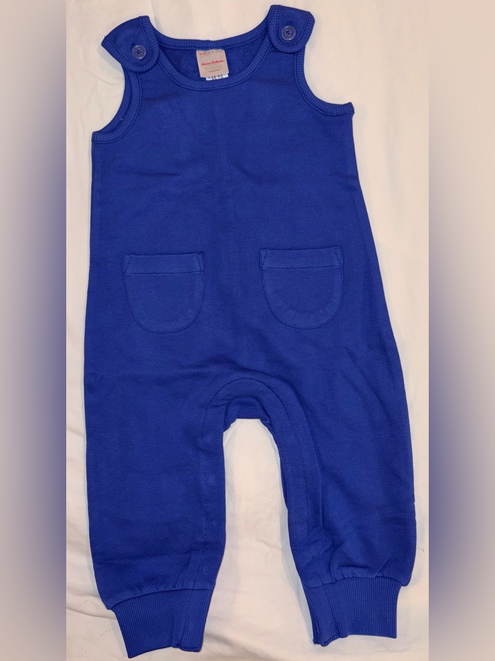Hanna Andersson French Terry Overalls in Happy Blue sz 12-18 months NWT